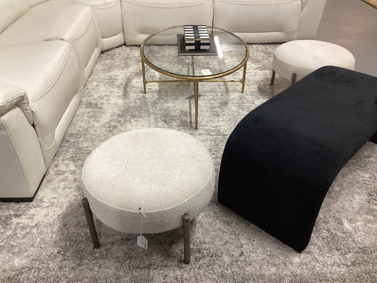 Round Cream Ottoman|3921
