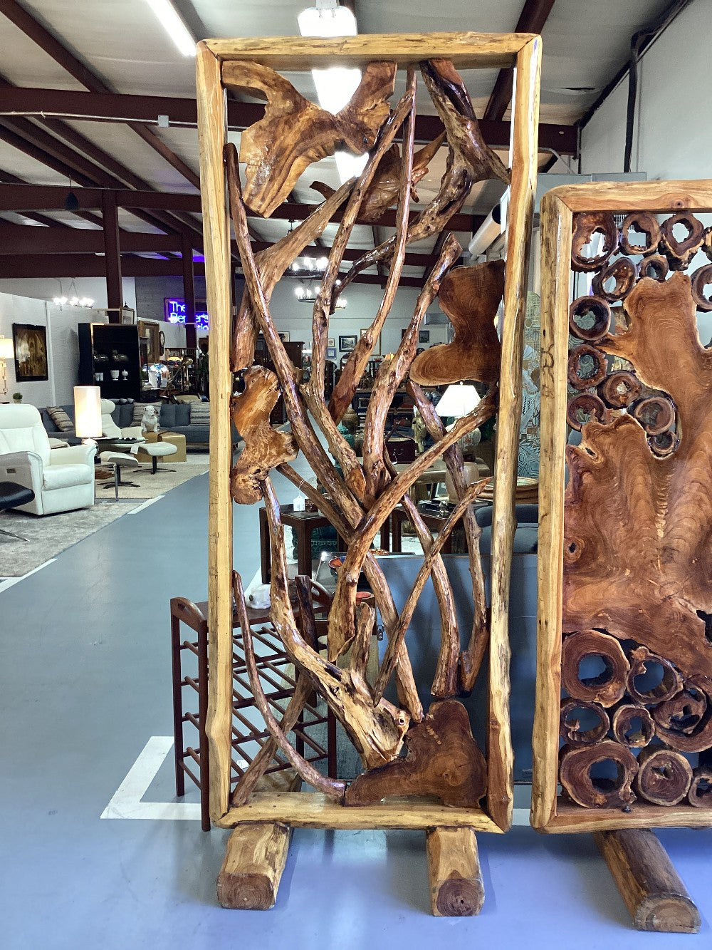 Teakwood Fish Carved Room Divider|3986