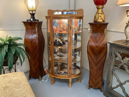 Pair Inlaid Wood Pedestal|3991
