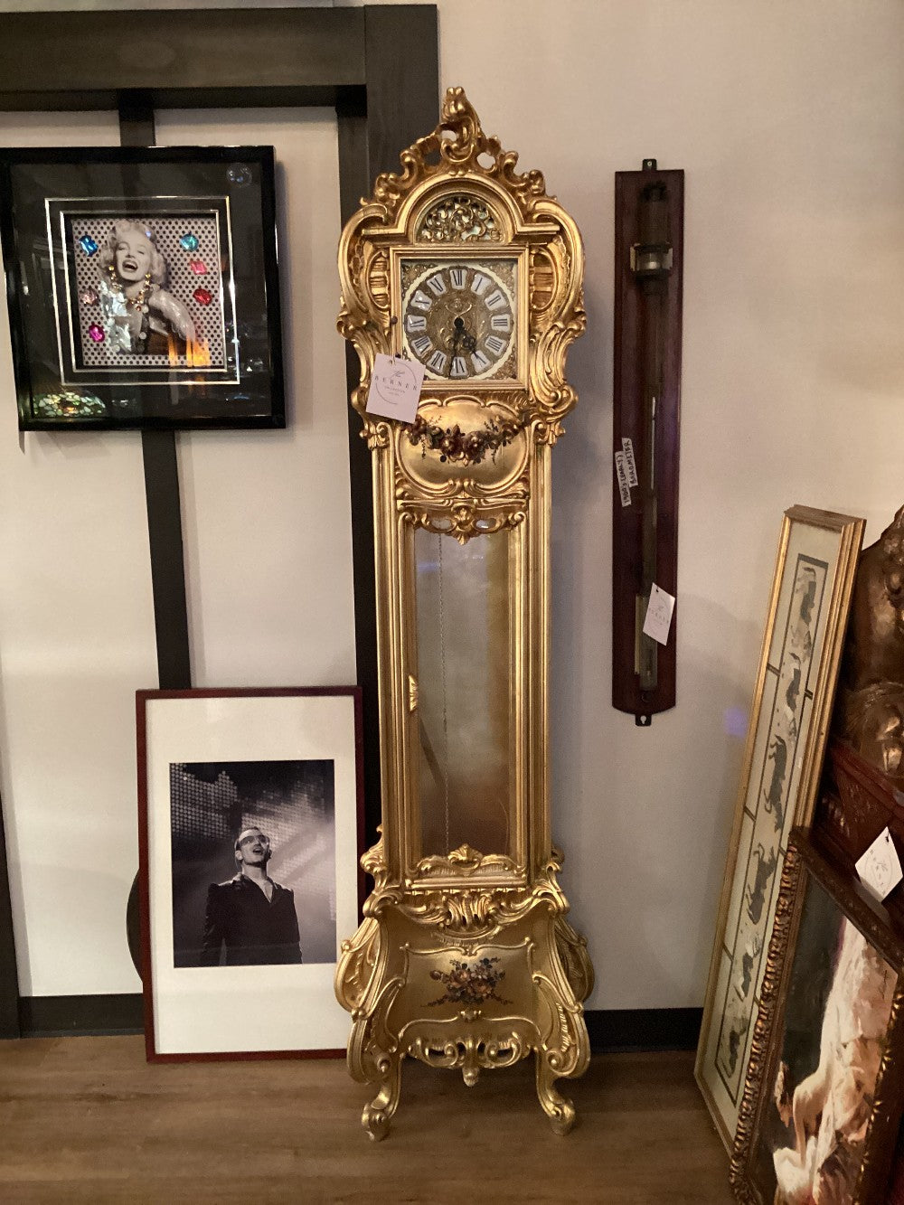 Gold grandfather clock|4084