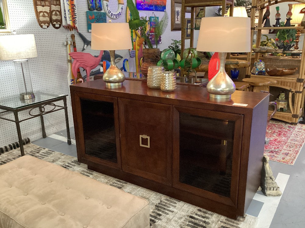 Wood with glass door console|4093