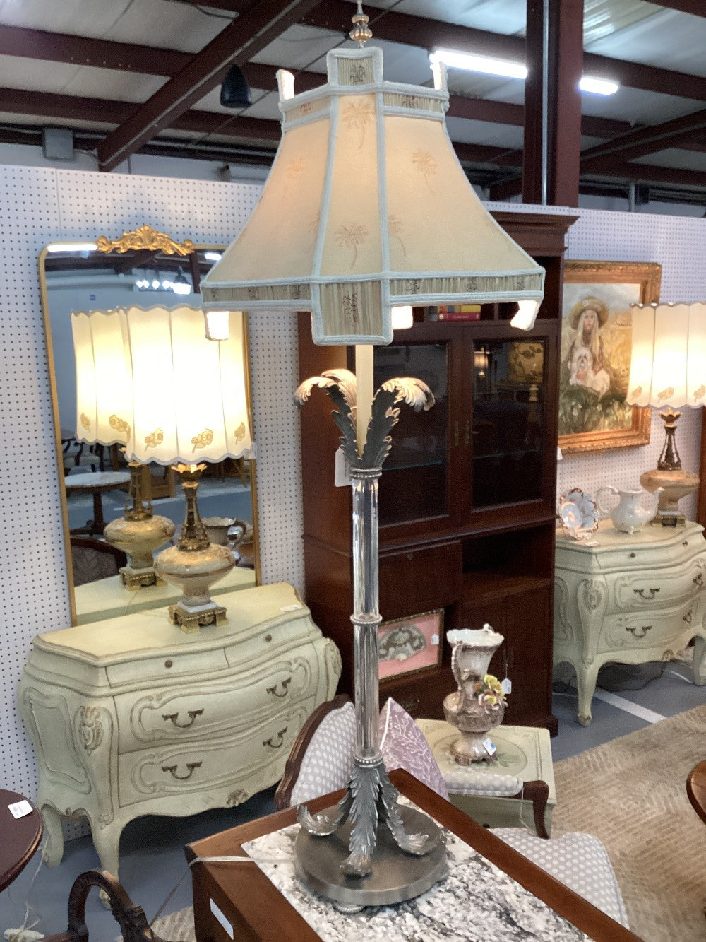 Crystal and metal tall lamp|4149