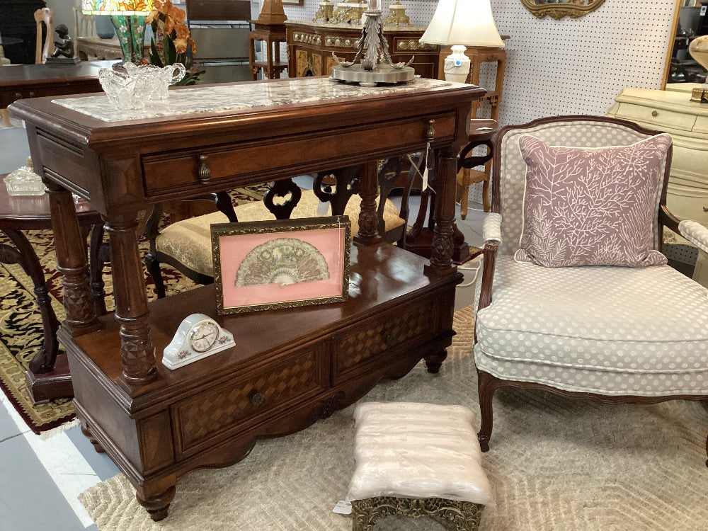 Wood and Marble Top Console|4150