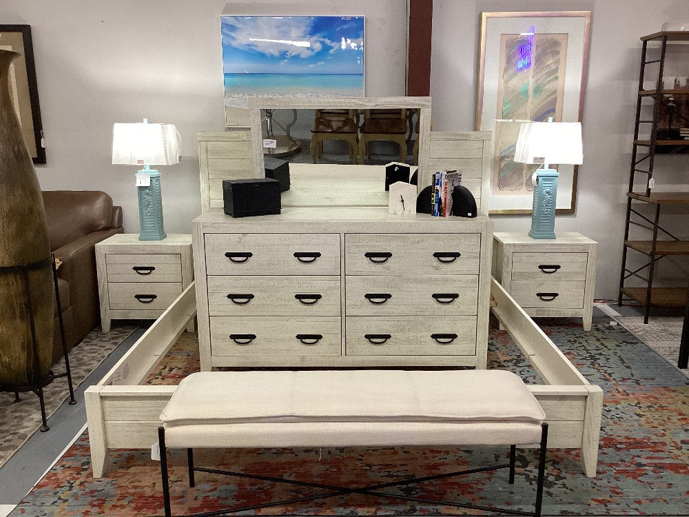 Rebar Moveis King Distressed Bedroom Set|4173