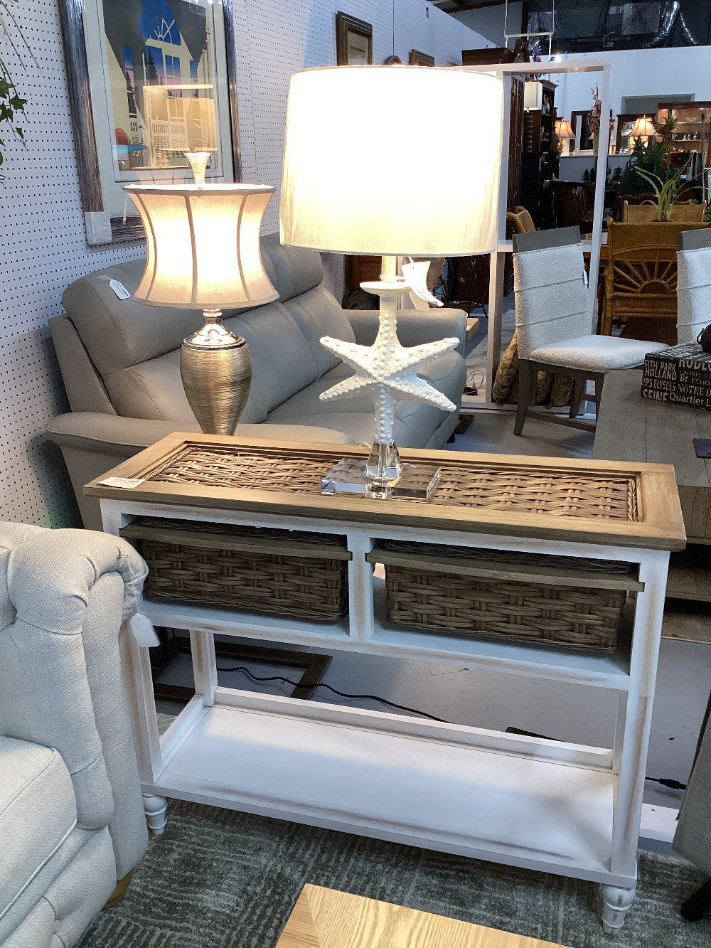 White & Tan Console Table|4193