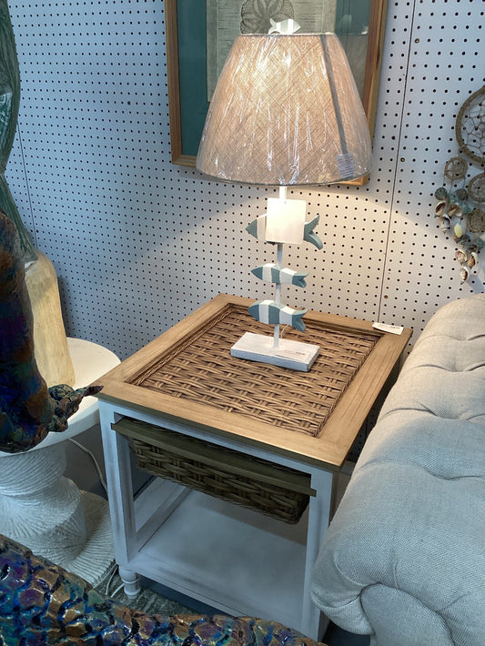 White & Tan End Table|4196