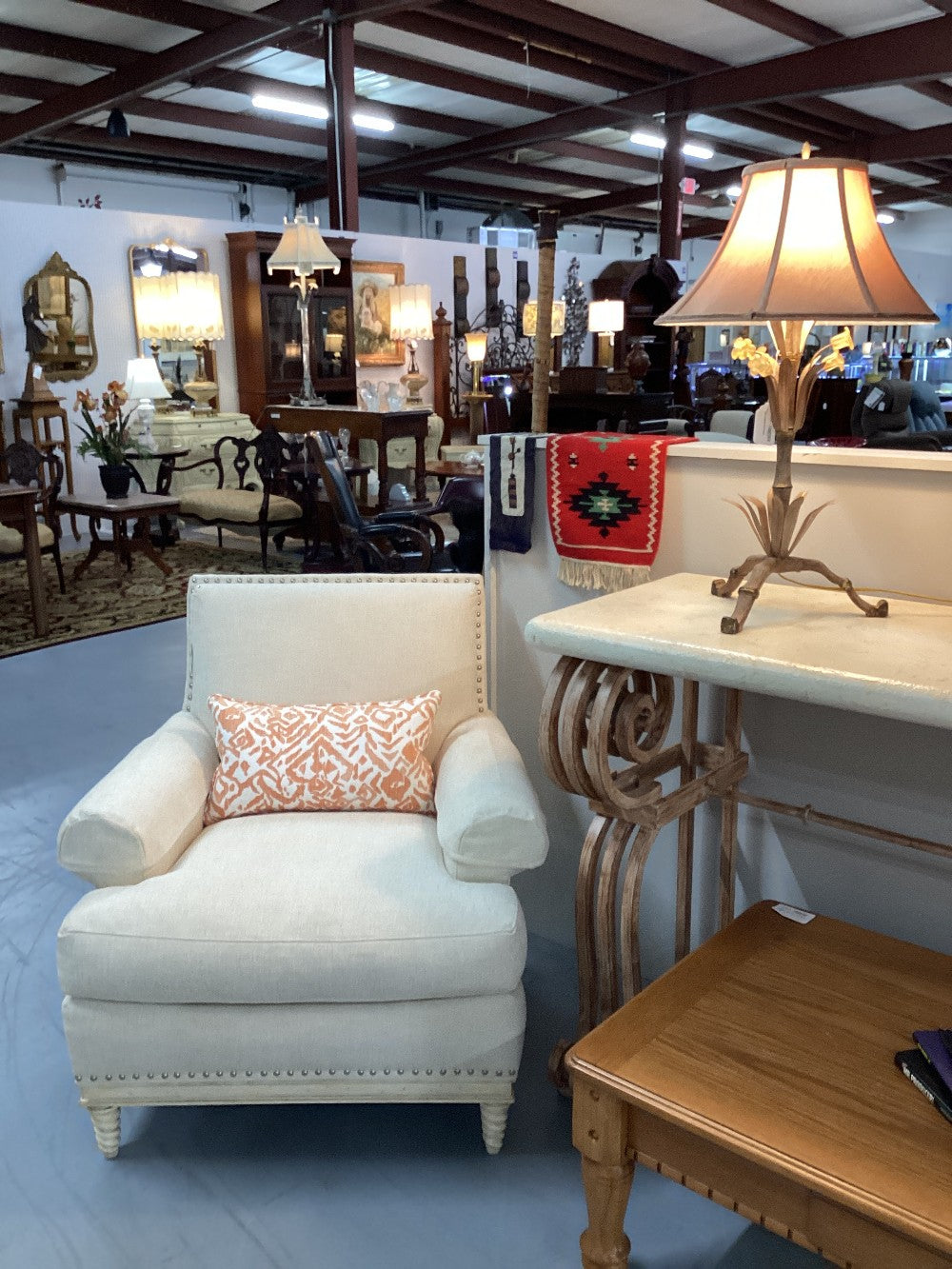 Sherrill furniture Cream cloth chair with nail heads|4213
