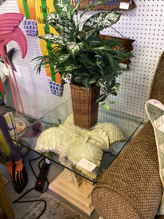 Glass top palm tree base Side Table|4272