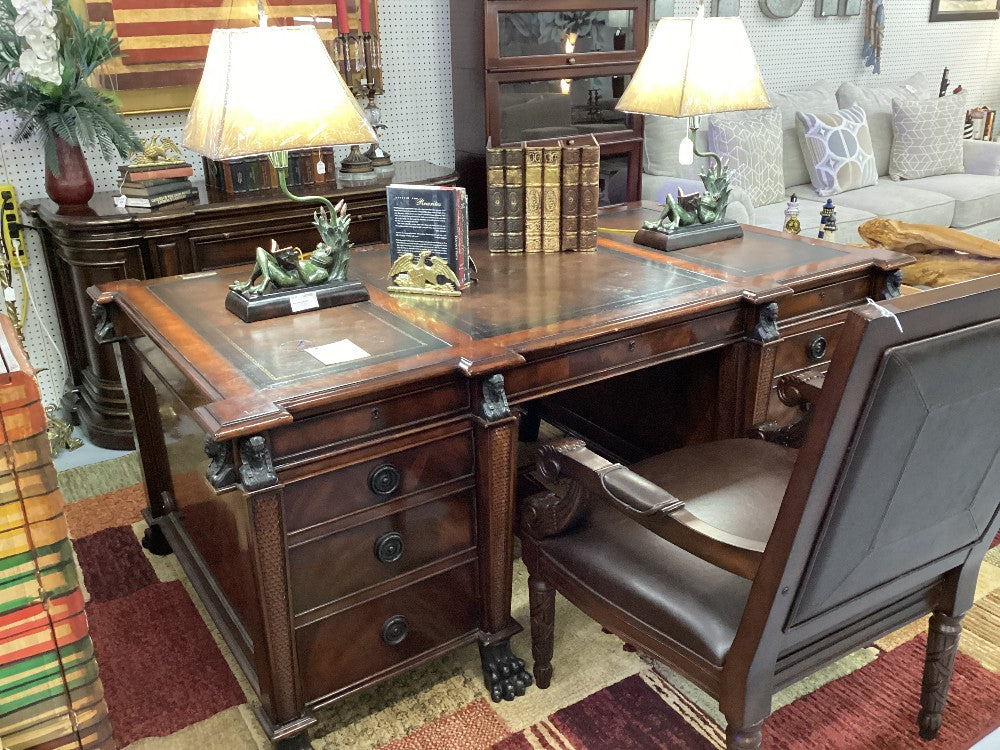 Mahogany Leather Top Desk|4282