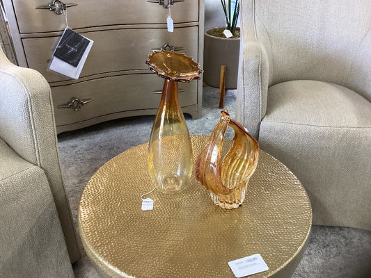 Murano vintage amber glass vase|4328