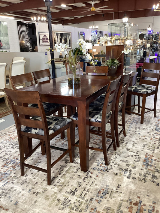 High top table with 8 chairs and leaf|4344