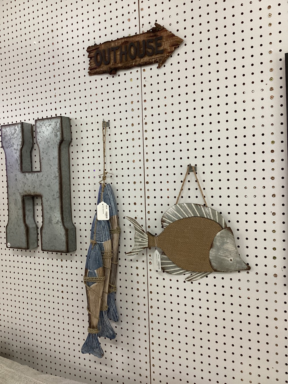 Metal/Wood Hanging Fish|4378