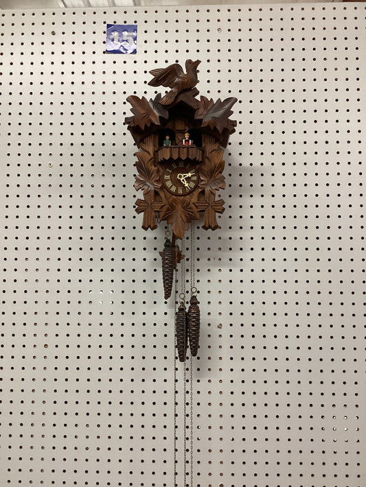 Vintage German cuckoo clock with animated dancers and music box|4384