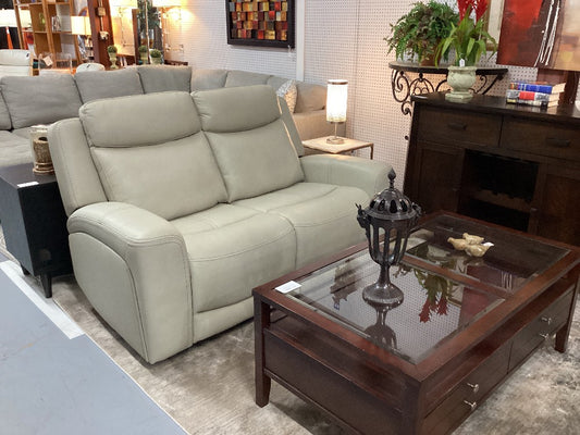 Tan leather loveseat|4469