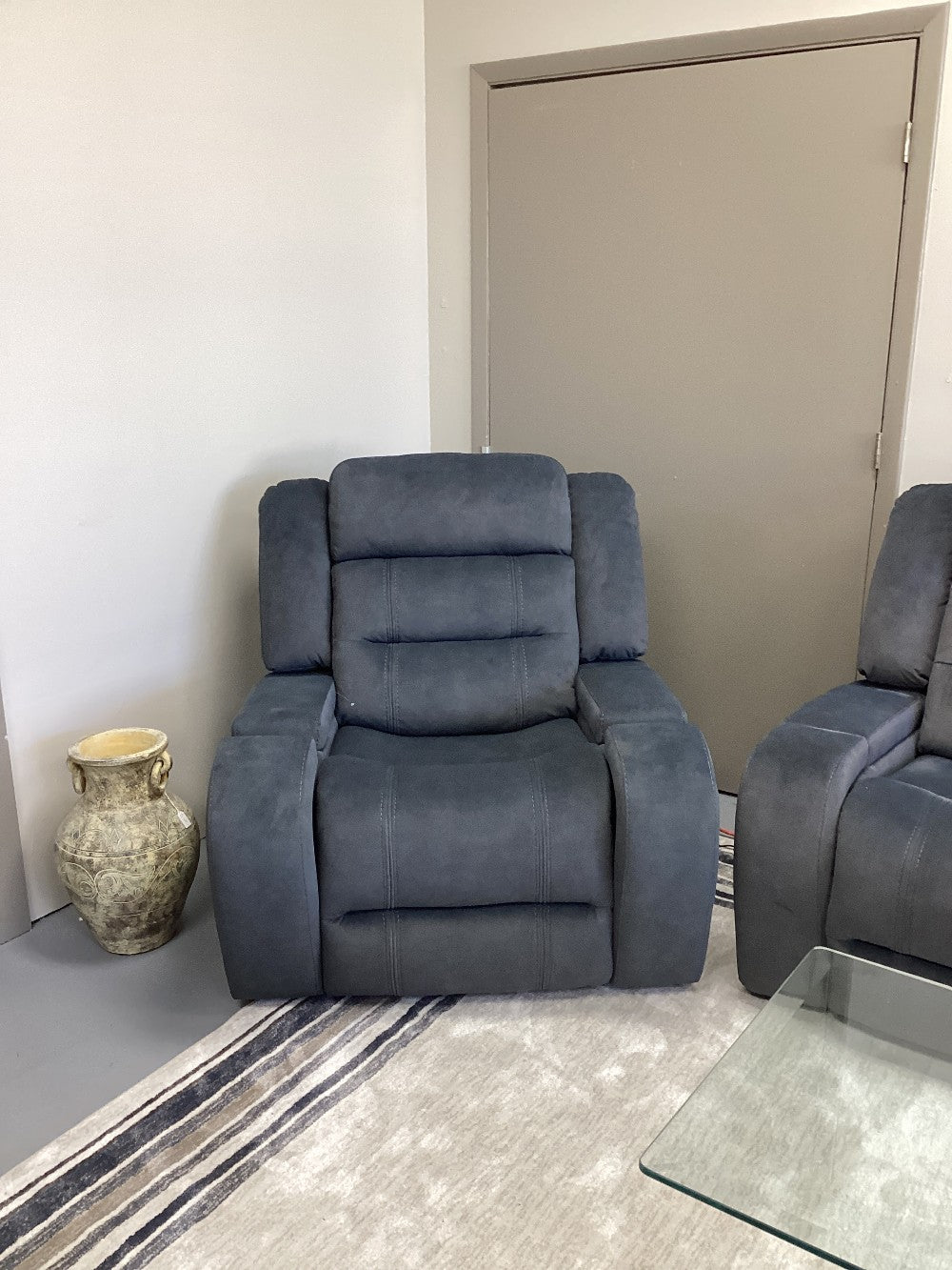 Blue Microsuede Electric Recliner|4490