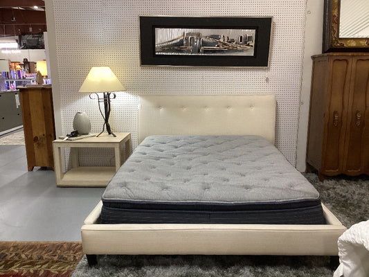 Queen Cream fabric bed|4567