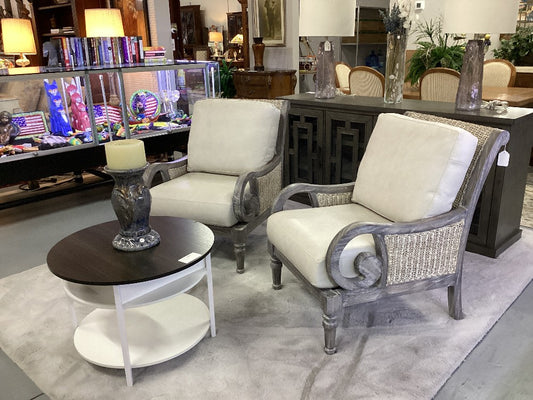 American Rattan Wood and Wicker Lounge Chair|4573