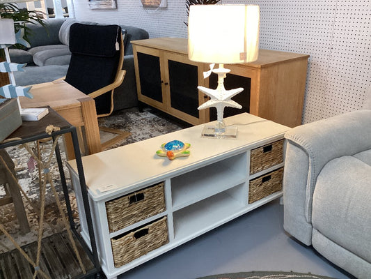 4 basket beige console table|4575