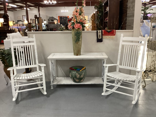 Distressed White Console|4577