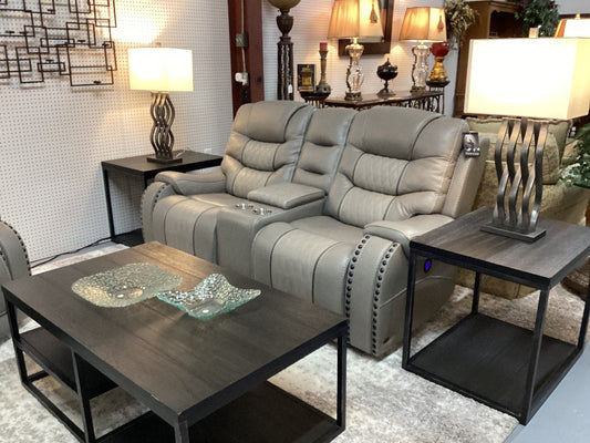 Gray leather electric sofa|4580