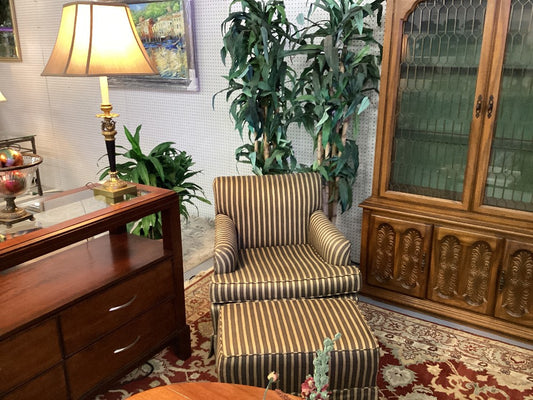 Striped chair and ottoman|4626