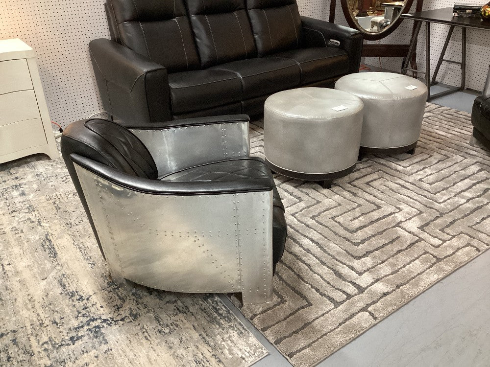 Aviation black leather chair|4659