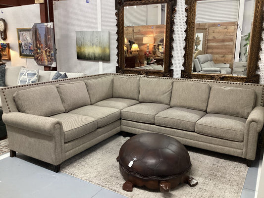 Bassett cloth sectional with nail heads|4664