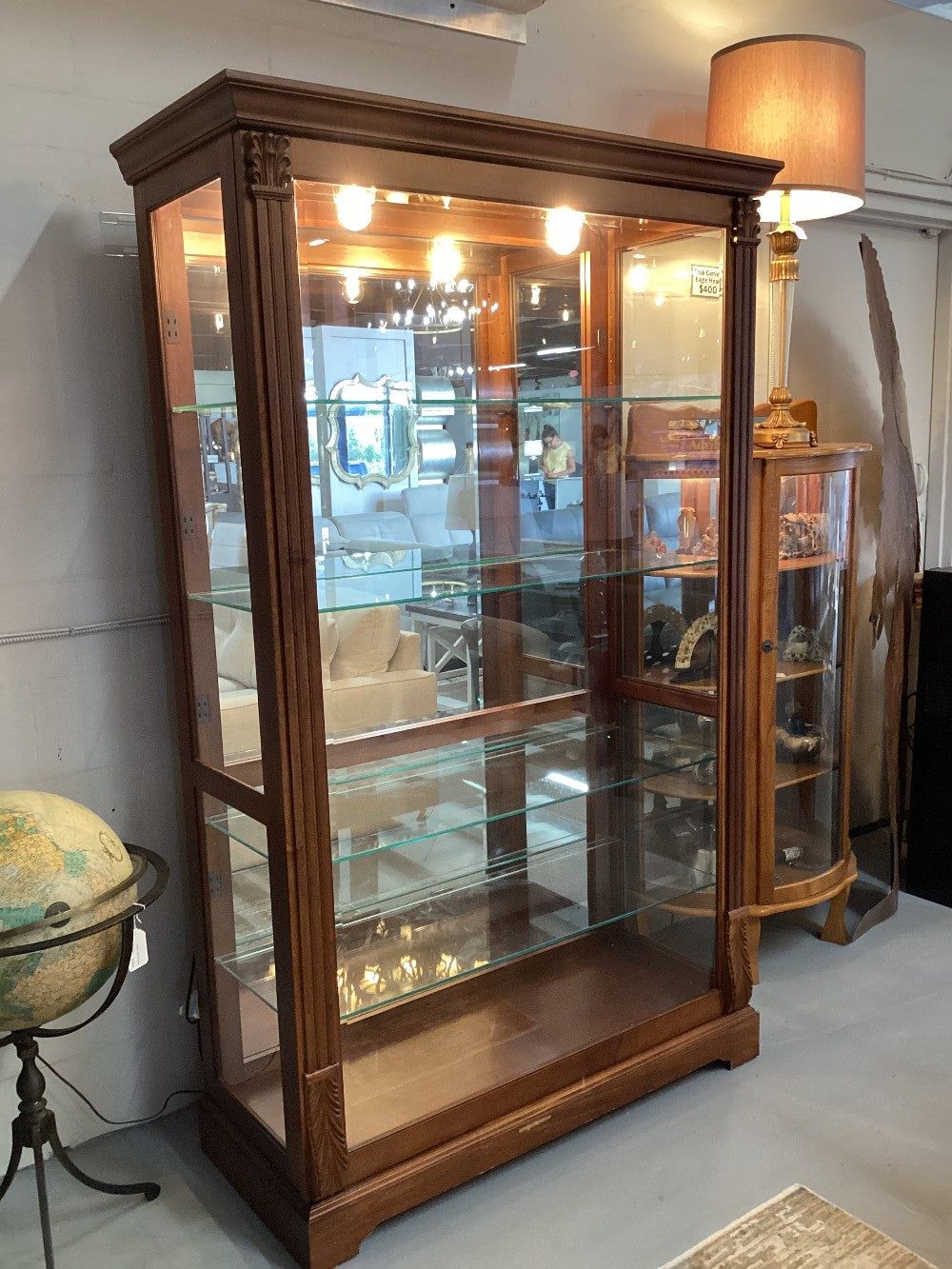Sliding door lighted curio cabinet|4666