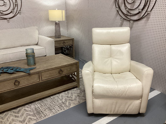 White leather electric recliner|4801