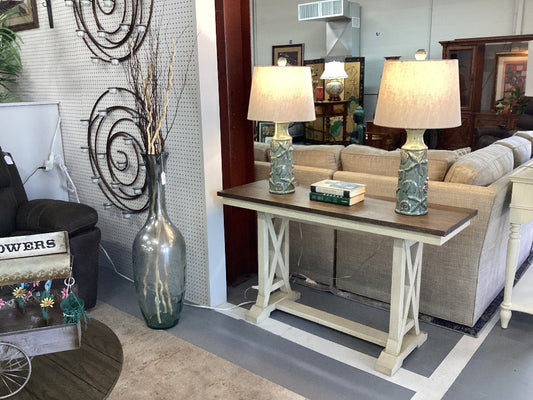Wood top farmhouse style console|4821