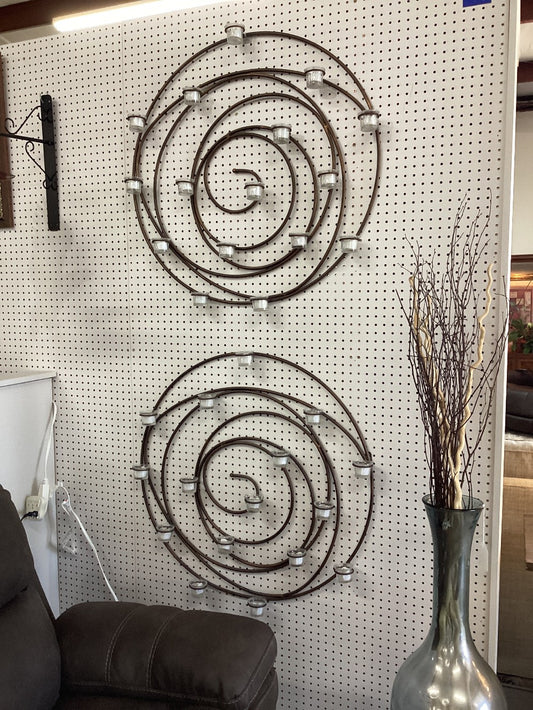 Round metal candle wall art|4822