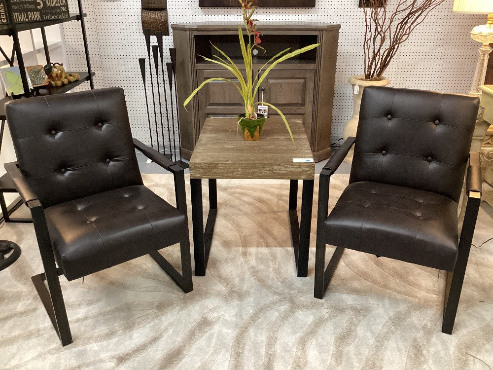 Pair of chocolate brown accent chairs|4831
