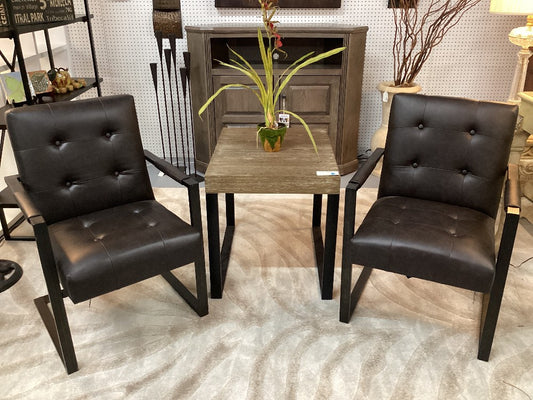 Pair of chocolate brown accent chairs|4831