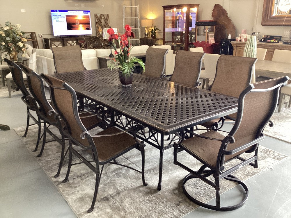 Genson metal patio table with 8 chairs|4856