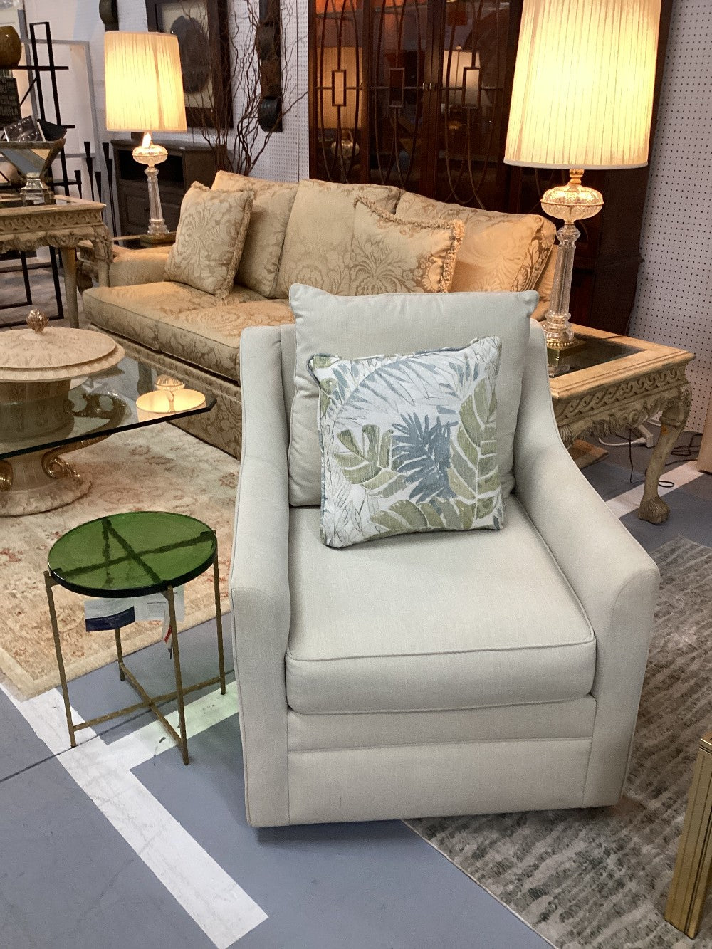 Cream swirl side chair|4870
