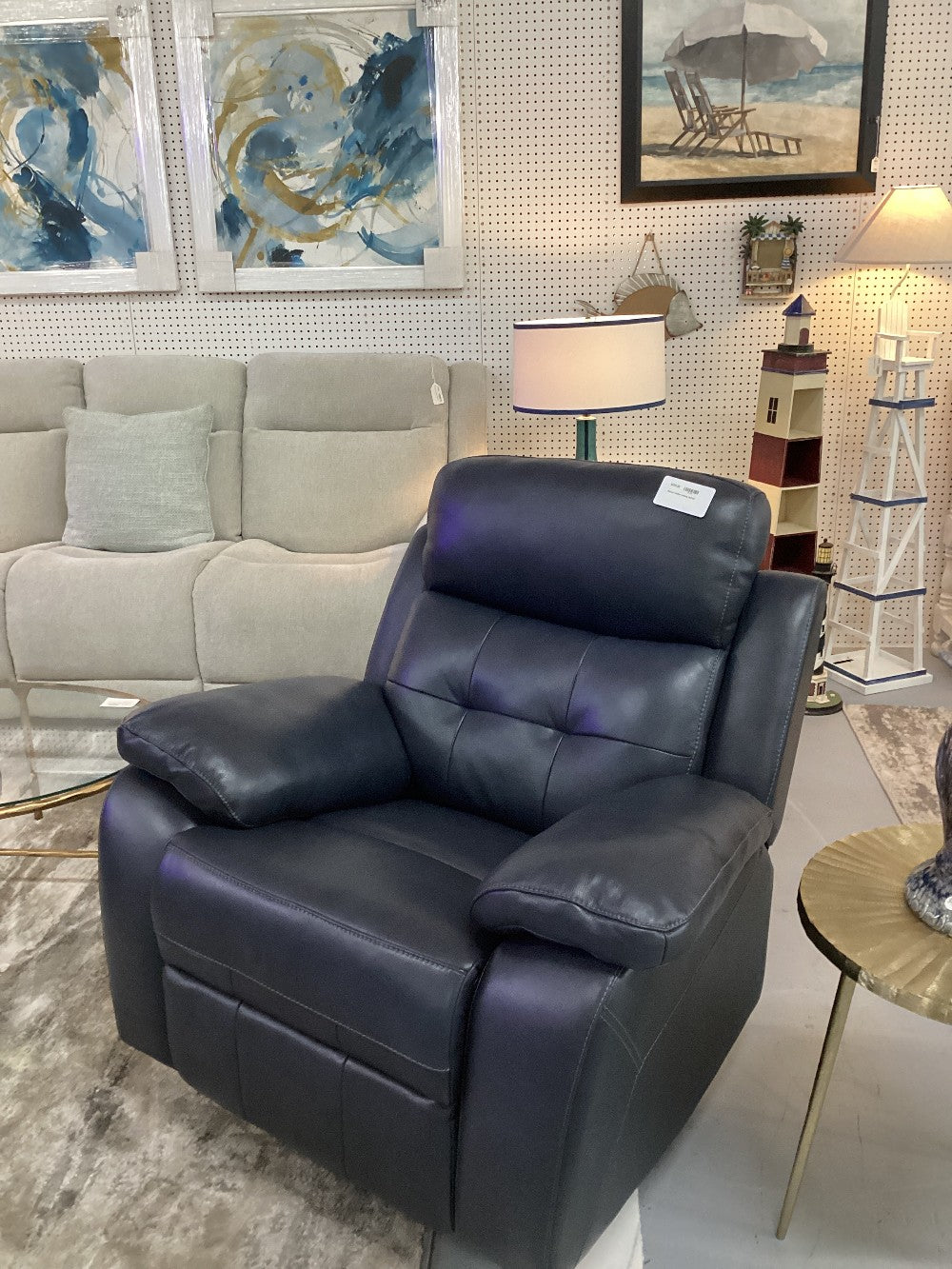 Manual leather rocking recliner|4882
