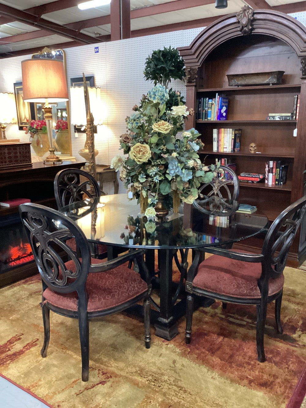 Glass top dining table with 4 chairs|4897