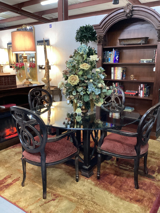 Glass top dining table with 4 chairs|4897