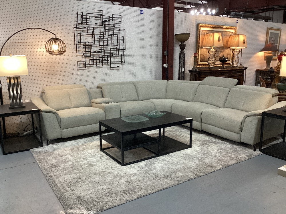 Fabric sectional 3 electric reclining and cup holders|4927