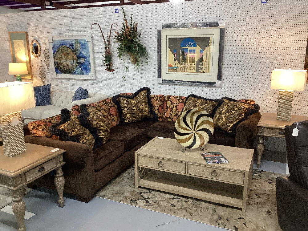 Dark Brown Fabric Sectional|4953