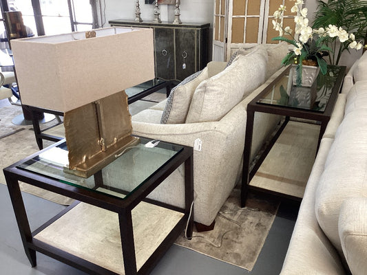 Glass top and marble sofa table|4981