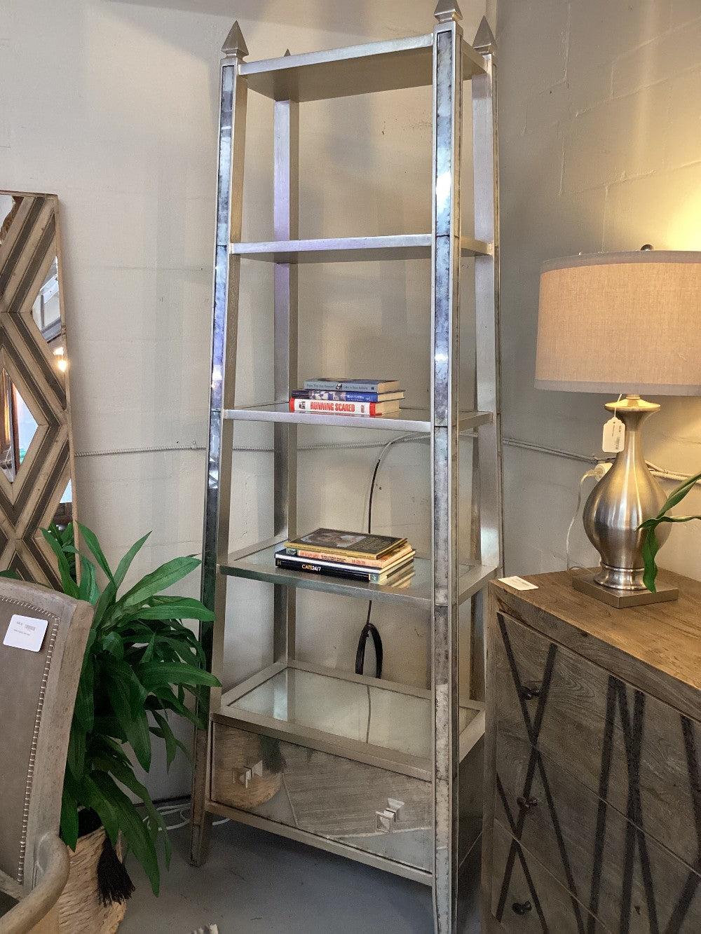 John Richard pyramid mirror bookshelf|5024