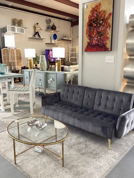 Gray velvet futon|5084