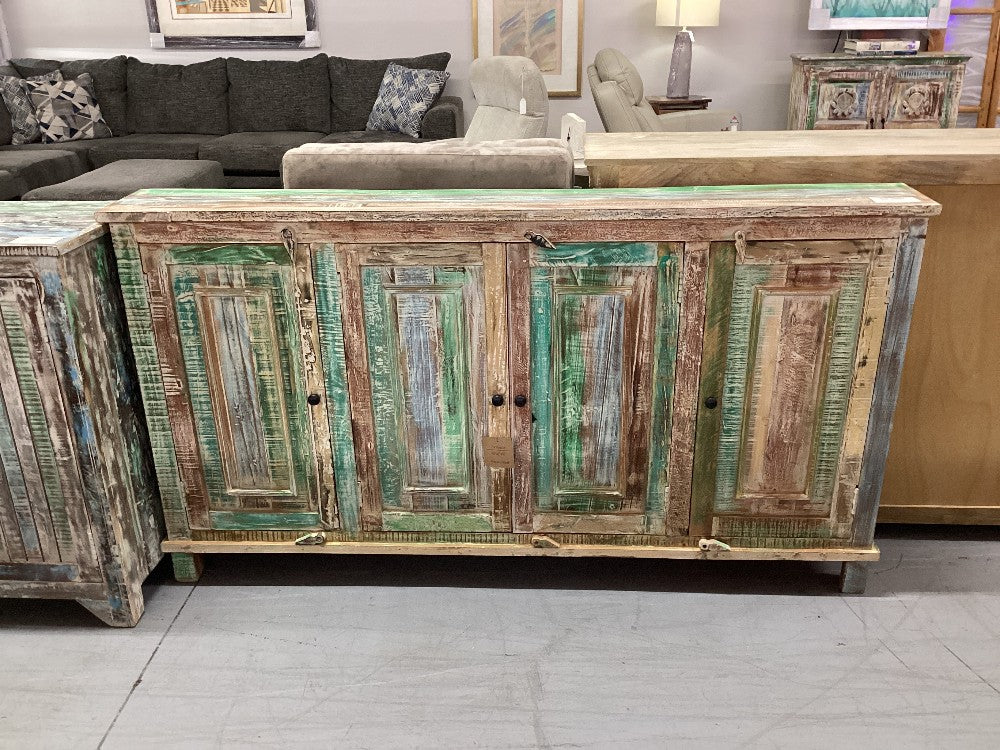 Distressed Multi Color Slim Console|5095