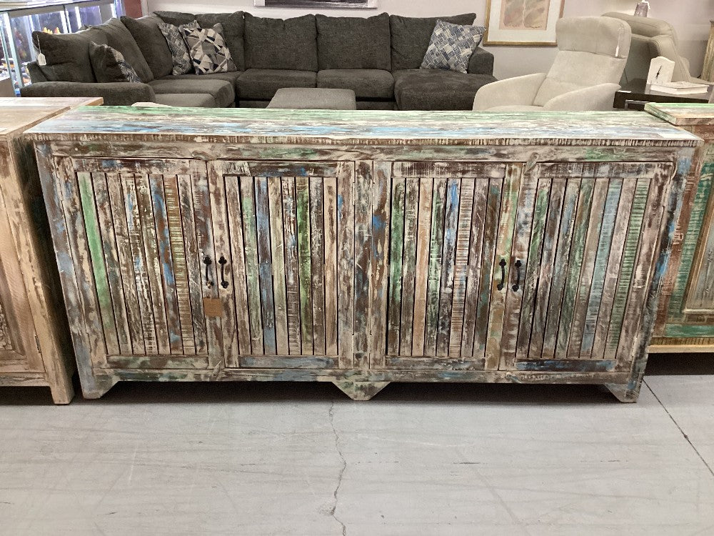 Distressed Multi Color 4 Door Cabinet|5096