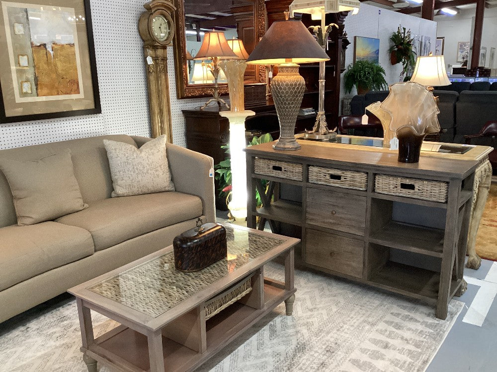 Wood and Ratan console|5153