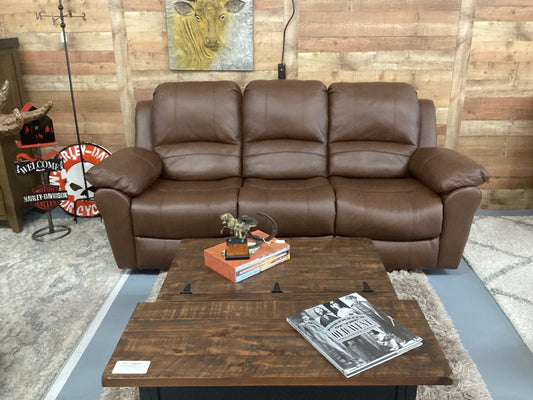 Brown leather electric reclining sofa|5170