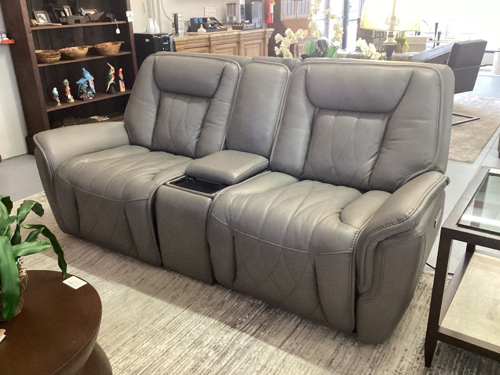 Gray oversized leather elec reclining sofa|5178