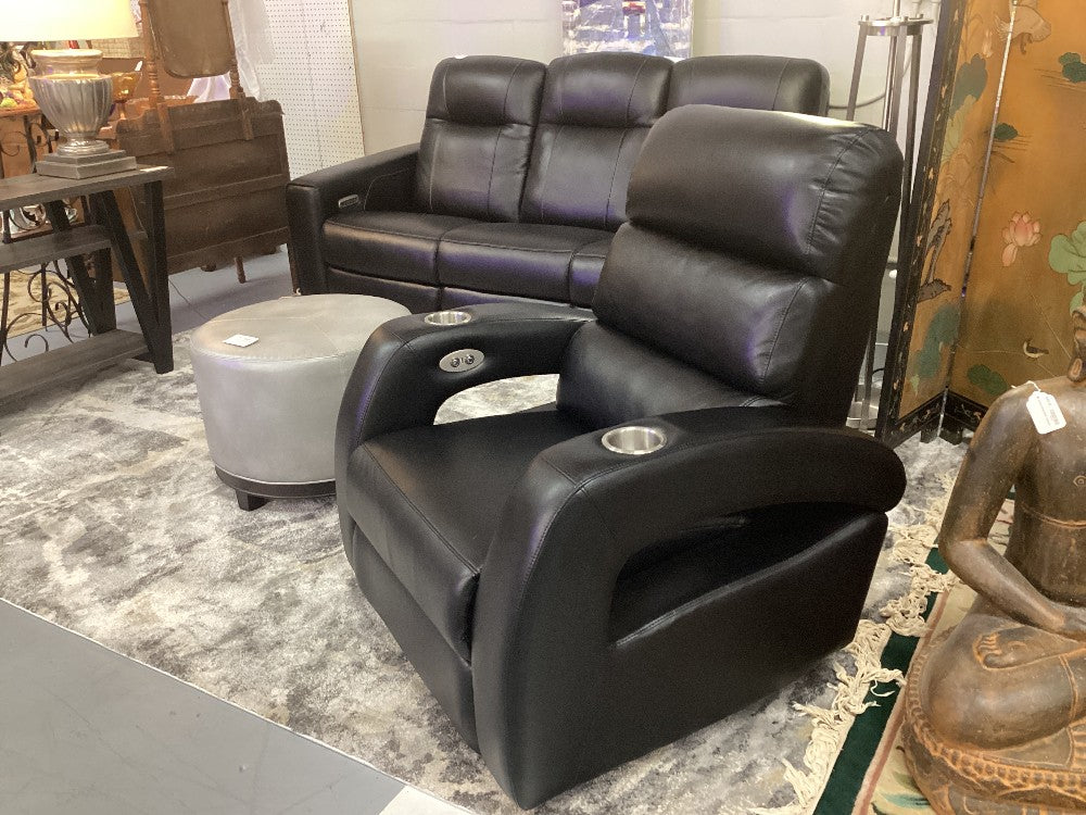Black leather electric recliner|5181