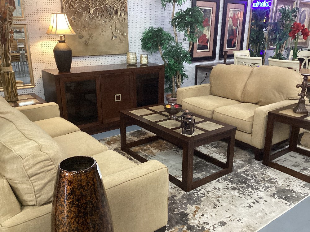 Pair of gold couch and loveseat|5183
